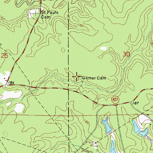 Topographic Map of Gilmer Cemetery, LA