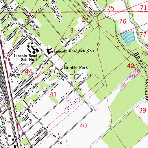 Topographic Map of Gimble Park, LA