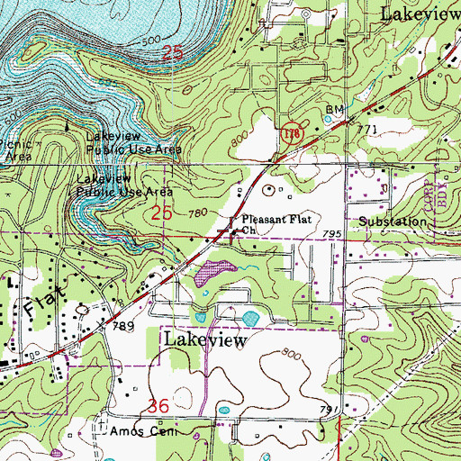 Topographic Map of Pleasant Flat Church, AR