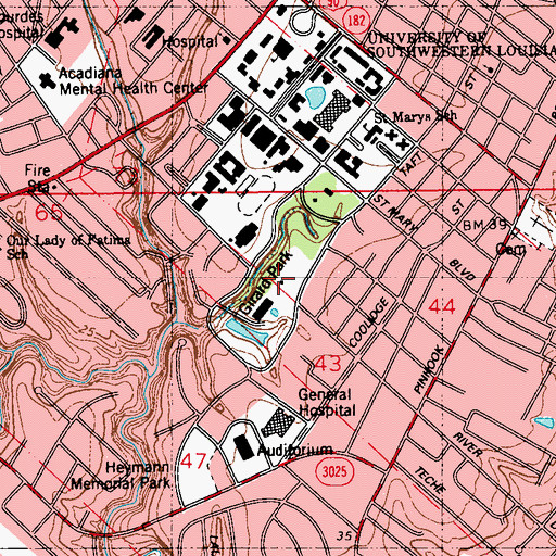 Topographic Map of Girard Park, LA