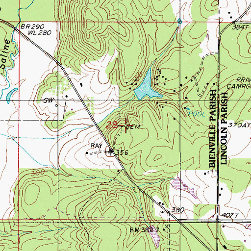 Topographic Map of Givens-McGuire Cemetery, LA