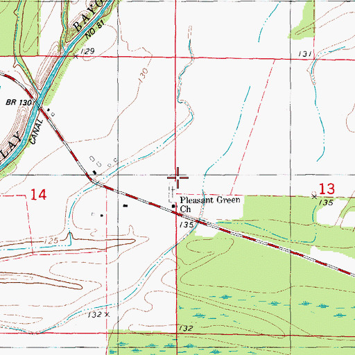 Topographic Map of Pleasant Green Cemetery, AR