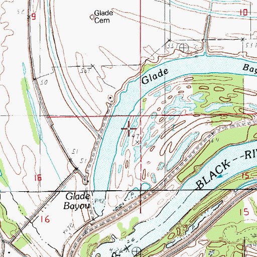 Topographic Map of Glade Bayou, LA