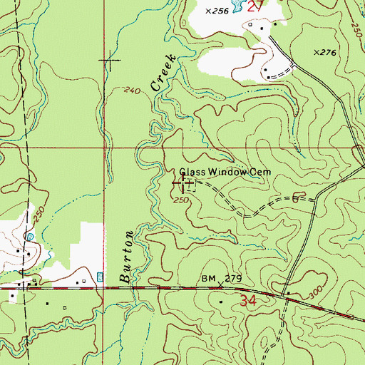 Topographic Map of Glass Window Cemetery, LA