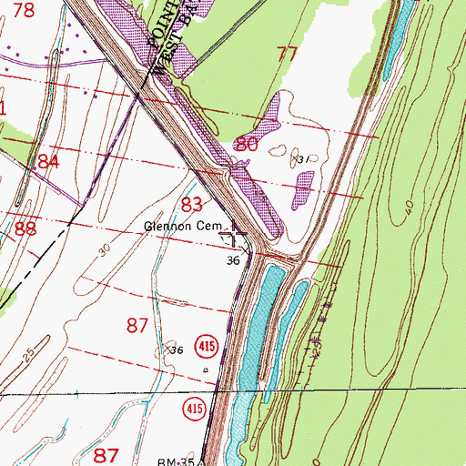 Topographic Map of Glennon Cemetery, LA