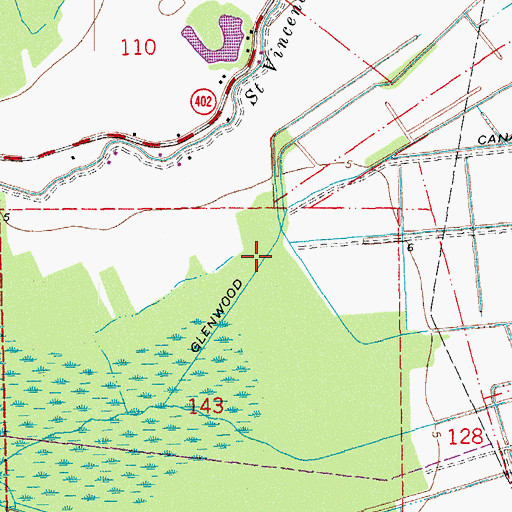 Topographic Map of Glenwood Canal, LA