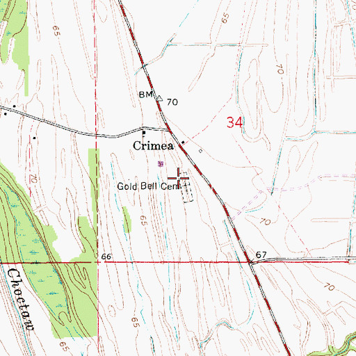 Topographic Map of Gold Bell Cemetery, LA
