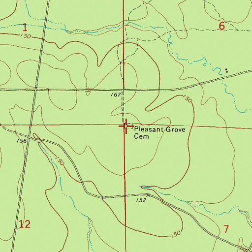Topographic Map of Pleasant Grove Cemetery, AR