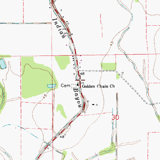 Topographic Map of Golden Chain Church, LA