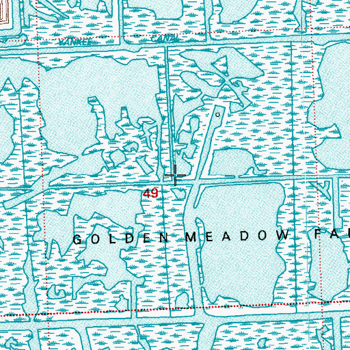 Topographic Map of Golden Meadow Farms, LA