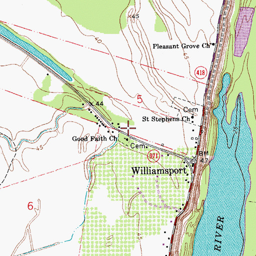 Topographic Map of Good Faith Church, LA