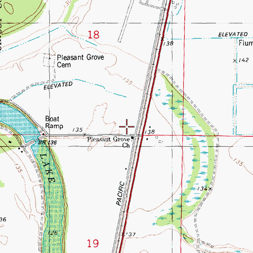 Topographic Map of Pleasant Grove Cemetery, AR