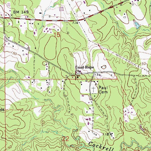 Topographic Map of Good Hope Church, LA