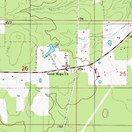 Topographic Map of Good Hope Church, LA