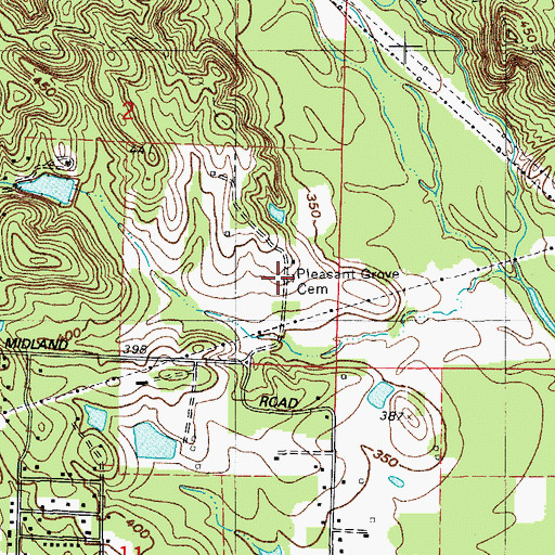 Topographic Map of Pleasant Grove Cemetery, AR