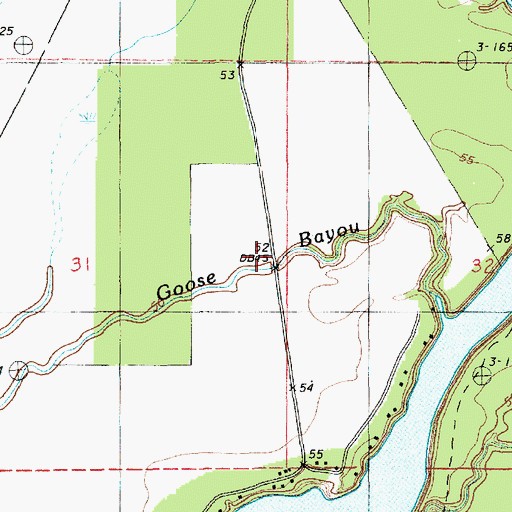 Topographic Map of Goose Bayou, LA