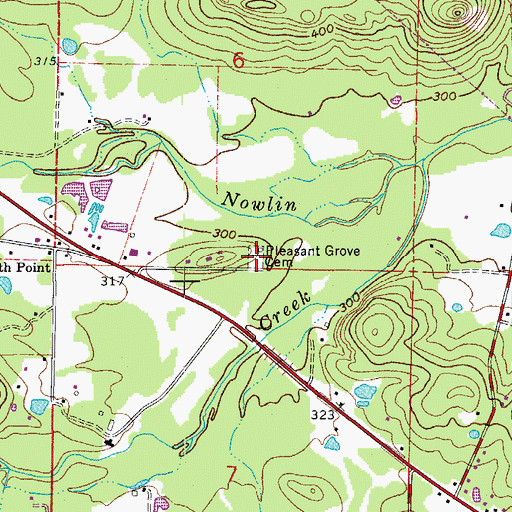 Topographic Map of Pleasant Grove Cemetery, AR
