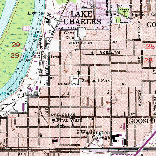 Topographic Map of Goosport Park, LA