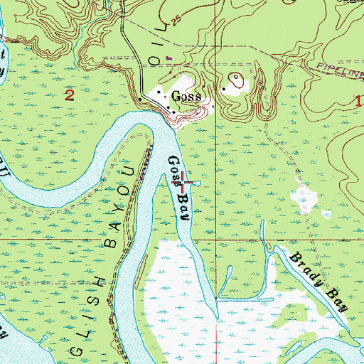 Topographic Map of Goss Bay, LA