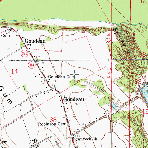 Topographic Map of Goudeau Cemetery, LA