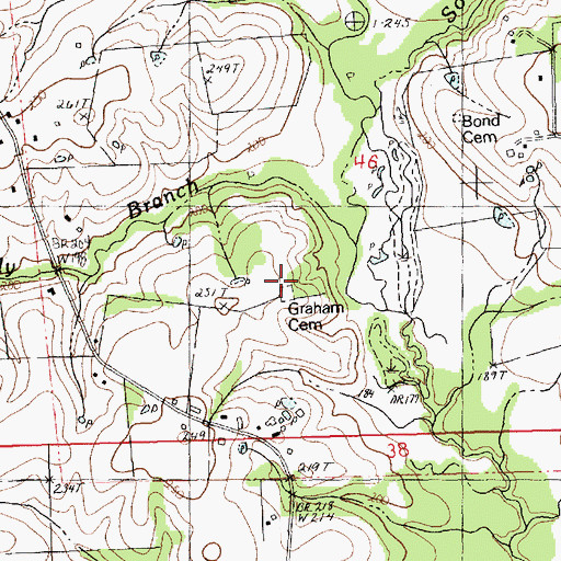 Topographic Map of Graham Cemetery, LA