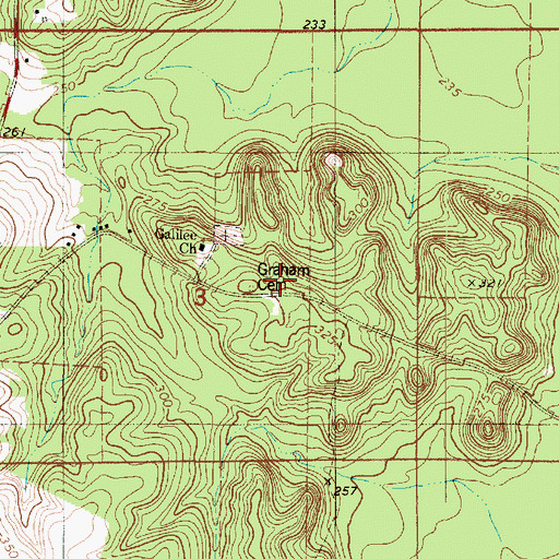 Topographic Map of Graham Cemetery, LA