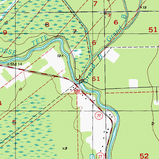 Topographic Map of Grand Bayou, LA
