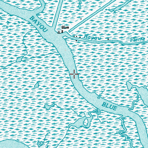 Topographic Map of Grand Bayou Blue, LA