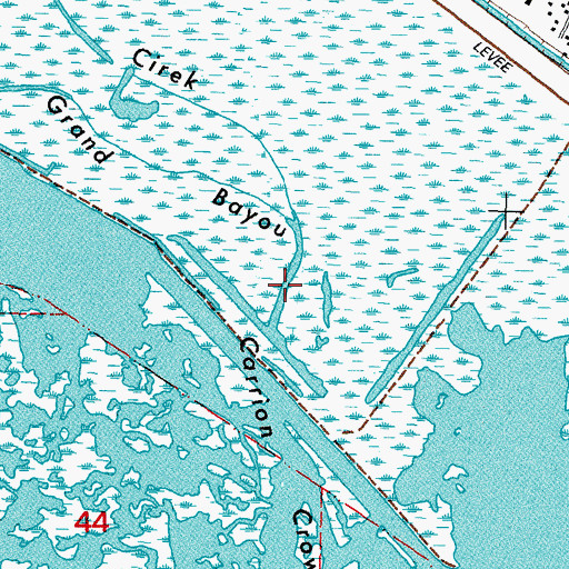 Topographic Map of Grand Bayou Carrion Crow (historical), LA
