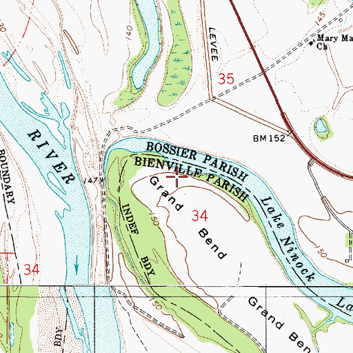 Topographic Map of Grand Bend, LA