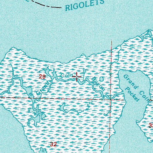 Topographic Map of Grand Coin Bayou, LA