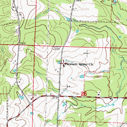 Topographic Map of Pleasant Grove Church, AR