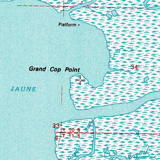 Topographic Map of Grand Cop Point, LA