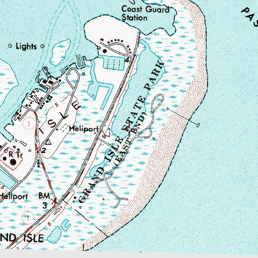 Topographic Map of Grand Isle State Park, LA
