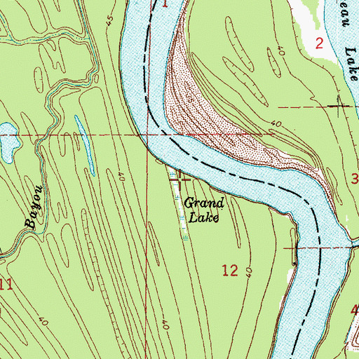 Topographic Map of Grand Lake, LA