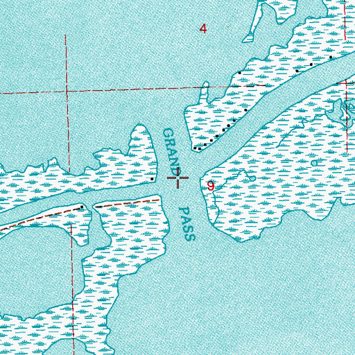 Topographic Map of Grand Pass, LA
