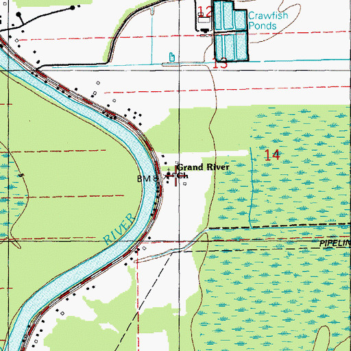 Topographic Map of Grand River Church, LA