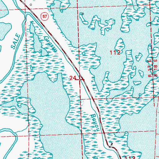 Topographic Map of Grassy Bayou, LA