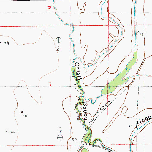 Topographic Map of Grassy Bayou, LA