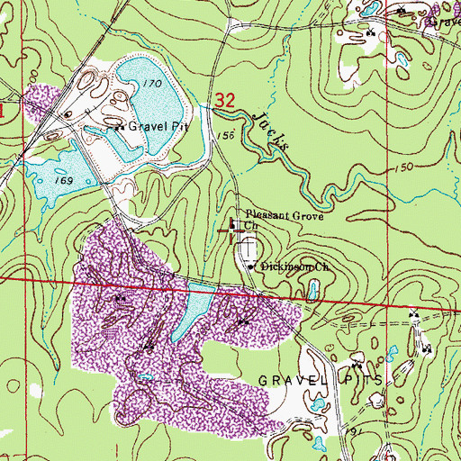 Topographic Map of Pleasant Grove Church, AR