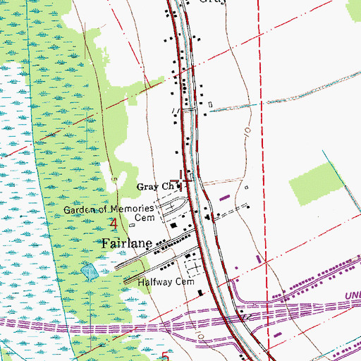 Topographic Map of Gray Church, LA