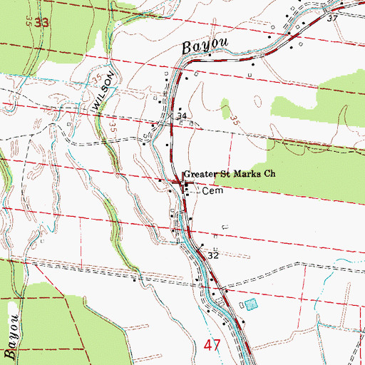 Topographic Map of Greater Saint Marks Church, LA