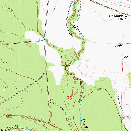 Topographic Map of Green Bayou, LA