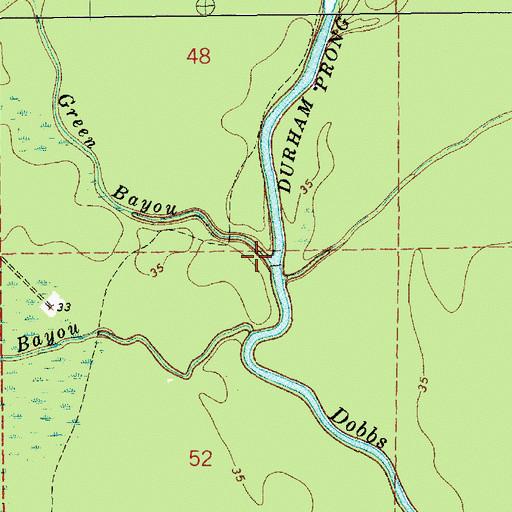 Topographic Map of Green Bayou, LA