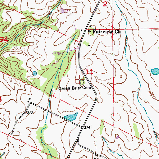 Topographic Map of Green Briar Cemetery, LA