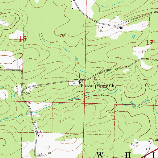 Topographic Map of Pleasant Grove Church, AR