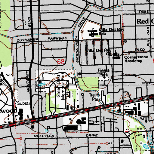 Topographic Map of Green Oaks Memorial Park, LA