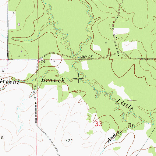Topographic Map of Greens Branch, LA