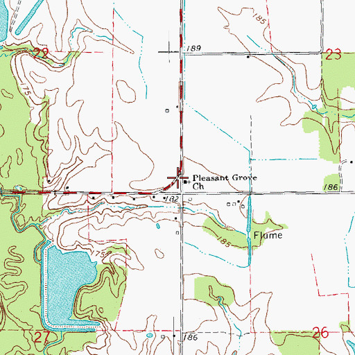 Topographic Map of Pleasant Grove Church, AR