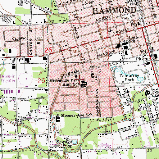 Topographic Map of Greenville Park High School, LA